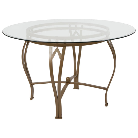 48RD Glass Table/Gold Frame XU-TBG-7-GG