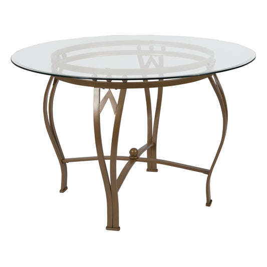 45RD Glass Table/Gold Frame XU-TBG-8-GG