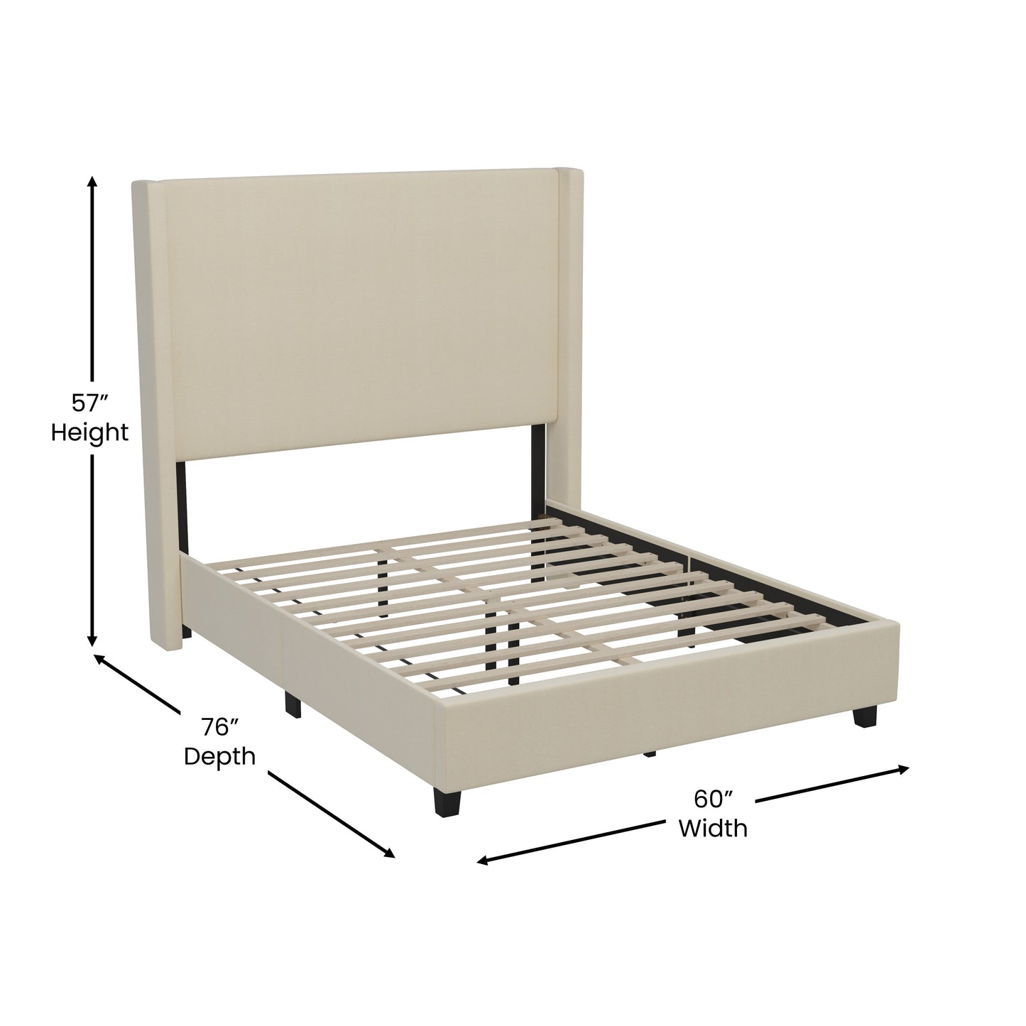 Beige Full Size Platform Bed YK-1077-BEIGE-F-GG