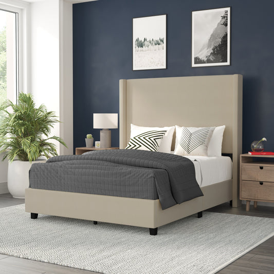 Beige Full Size Platform Bed YK-1077-BEIGE-F-GG