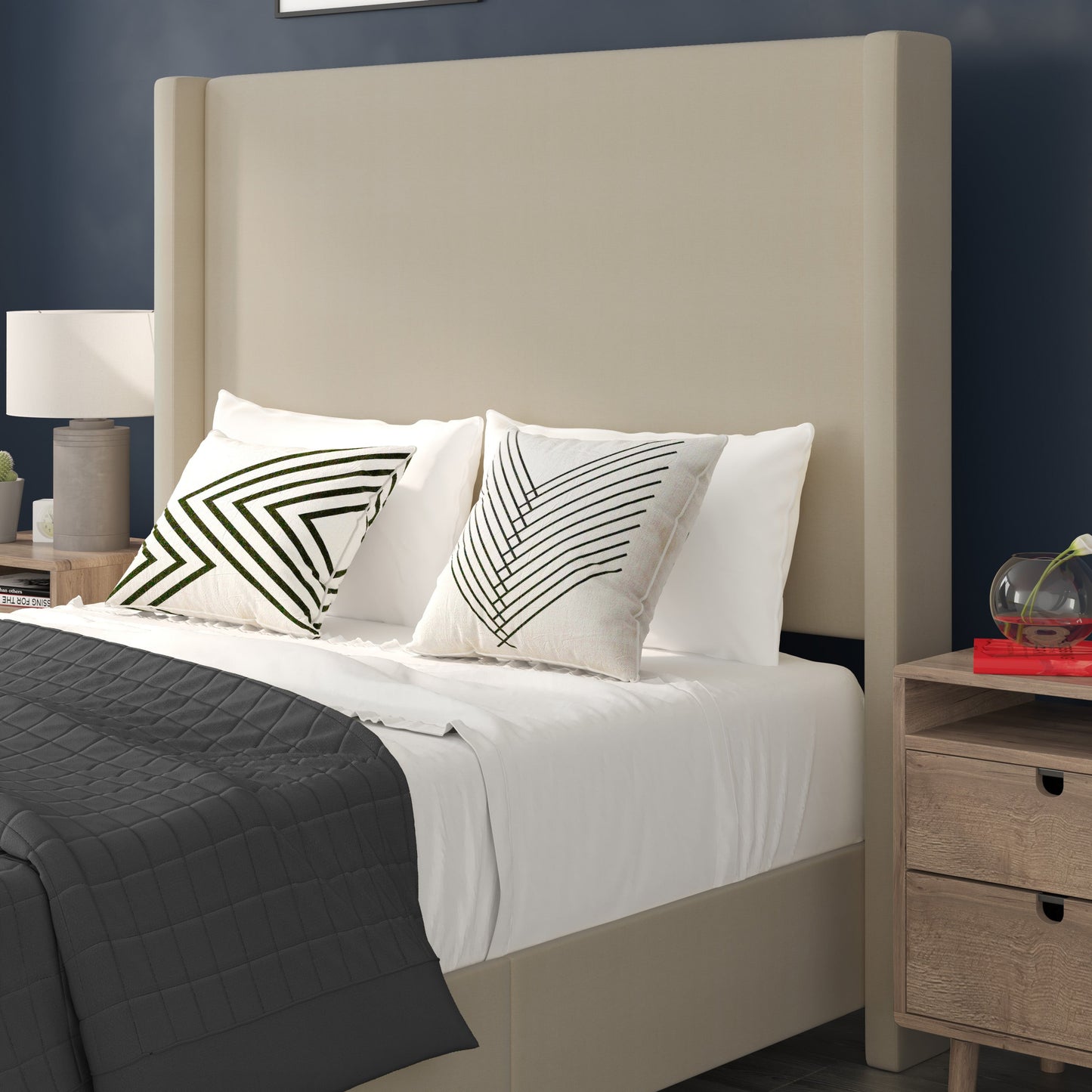 Beige Full Size Platform Bed YK-1077-BEIGE-F-GG