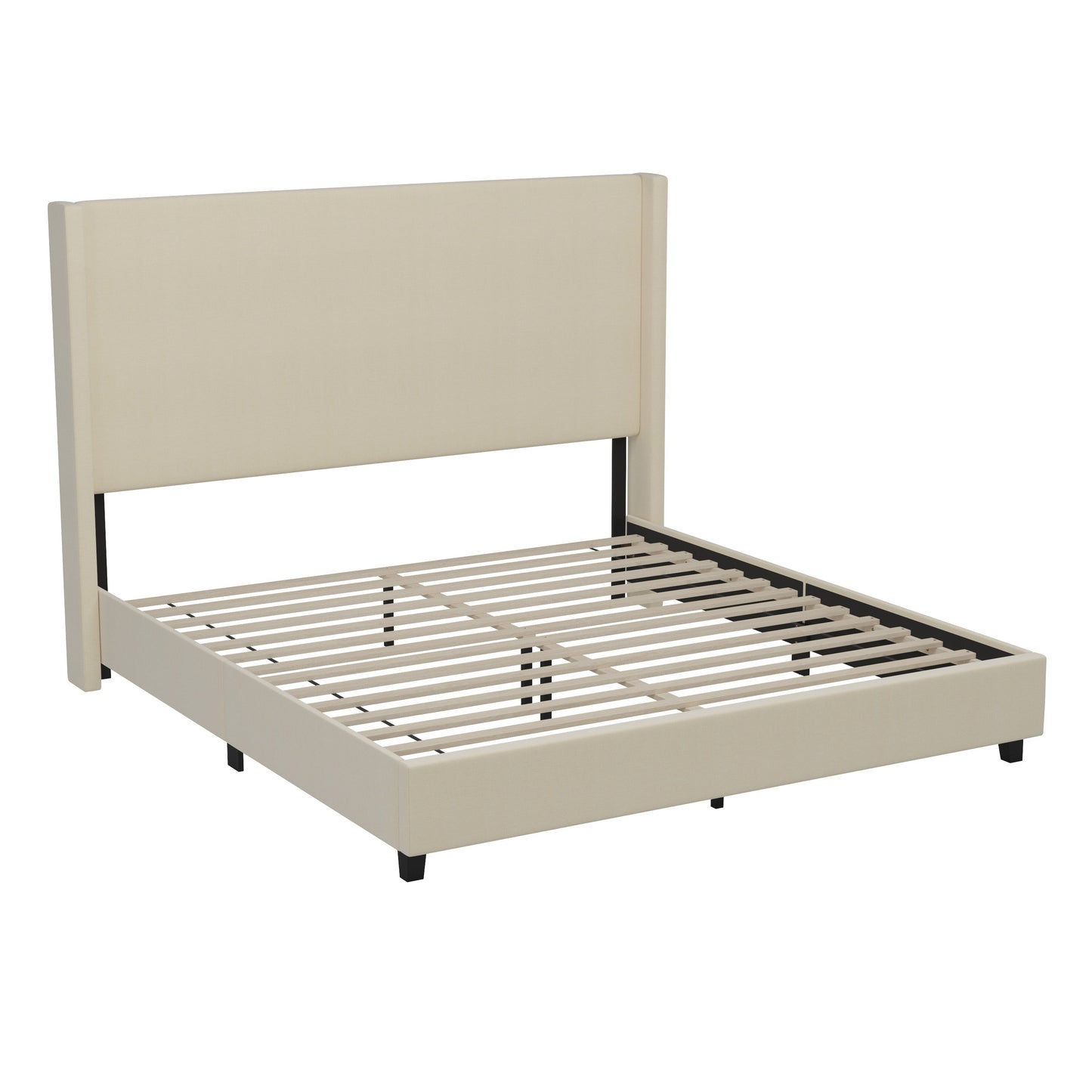 Beige King Size Platform Bed YK-1077-BEIGE-K-GG