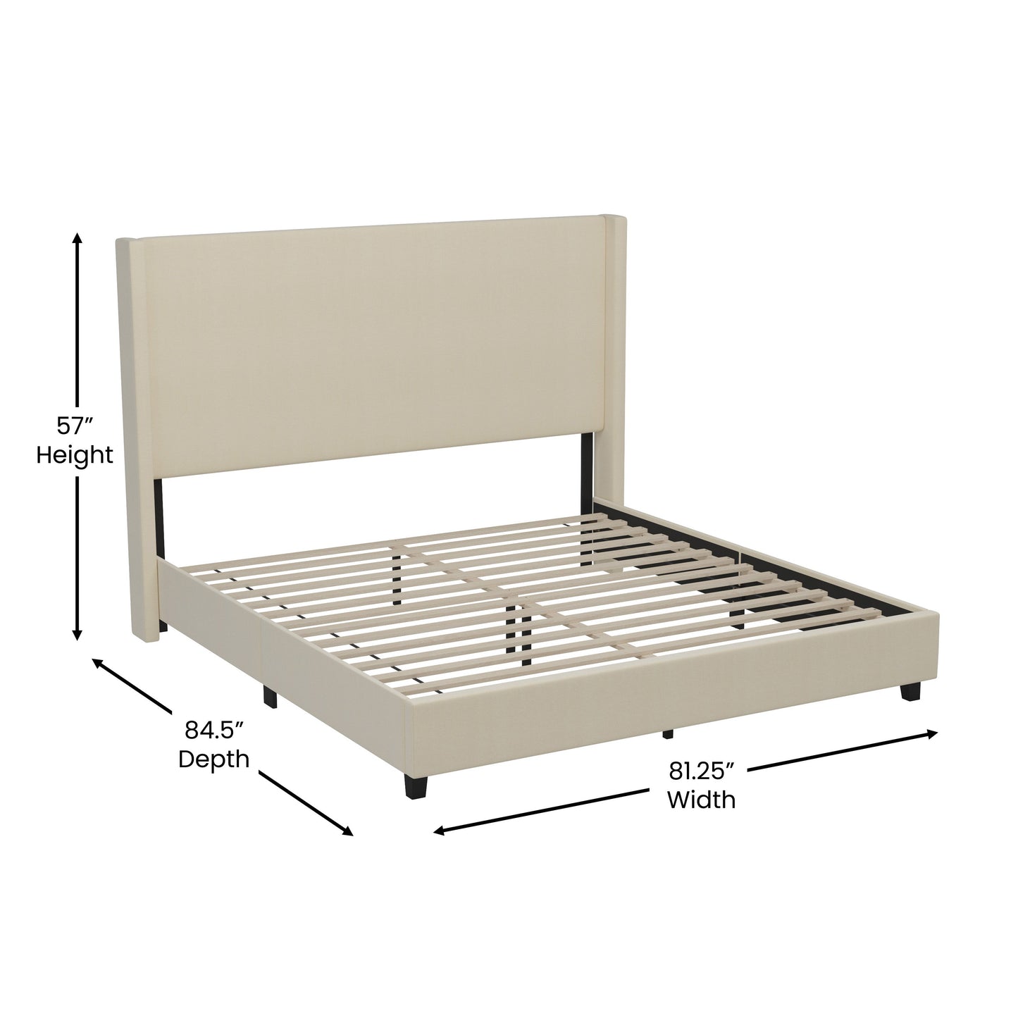 Beige King Size Platform Bed YK-1077-BEIGE-K-GG