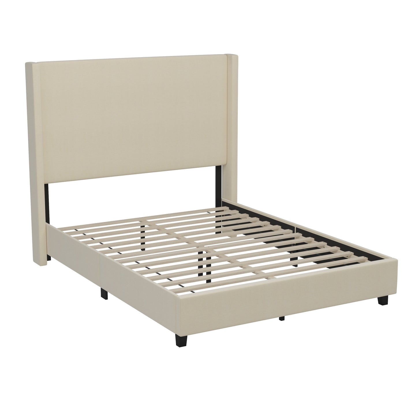 Beige Queen Size Platform Bed YK-1077-BEIGE-Q-GG