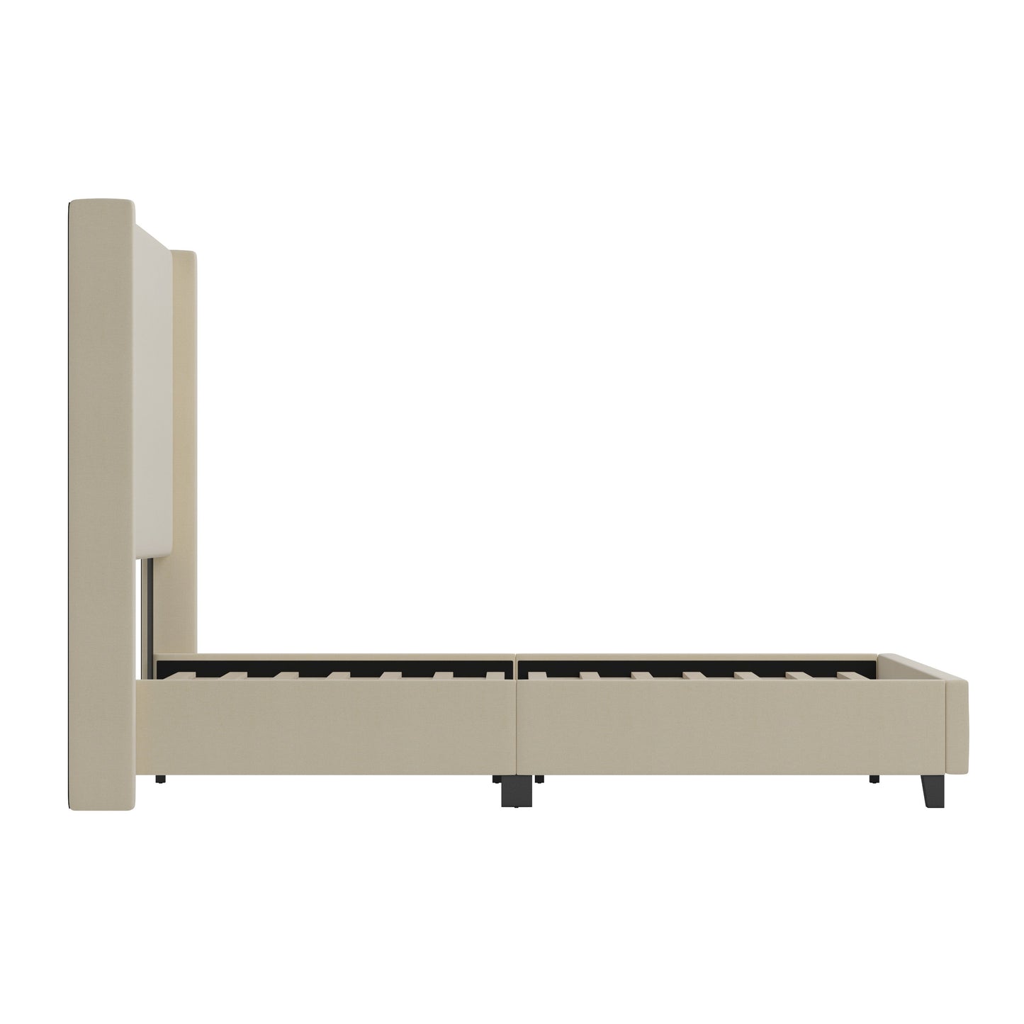 Beige Queen Size Platform Bed YK-1077-BEIGE-Q-GG