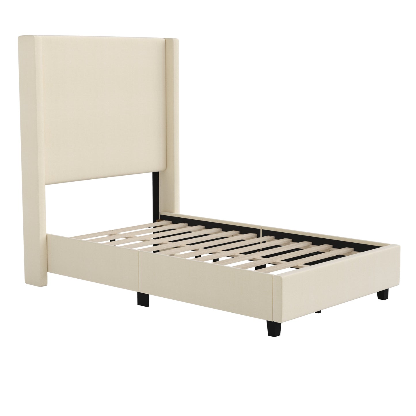 Beige Twin Size Platform Bed YK-1077-BEIGE-T-GG