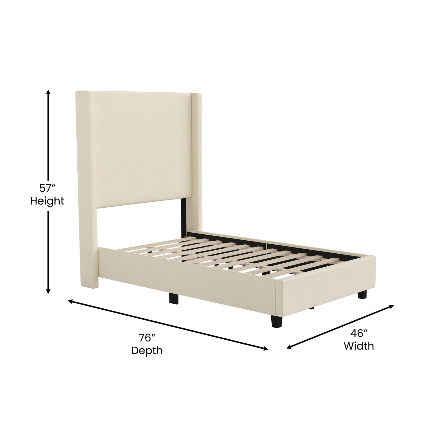 Beige Twin Size Platform Bed YK-1077-BEIGE-T-GG