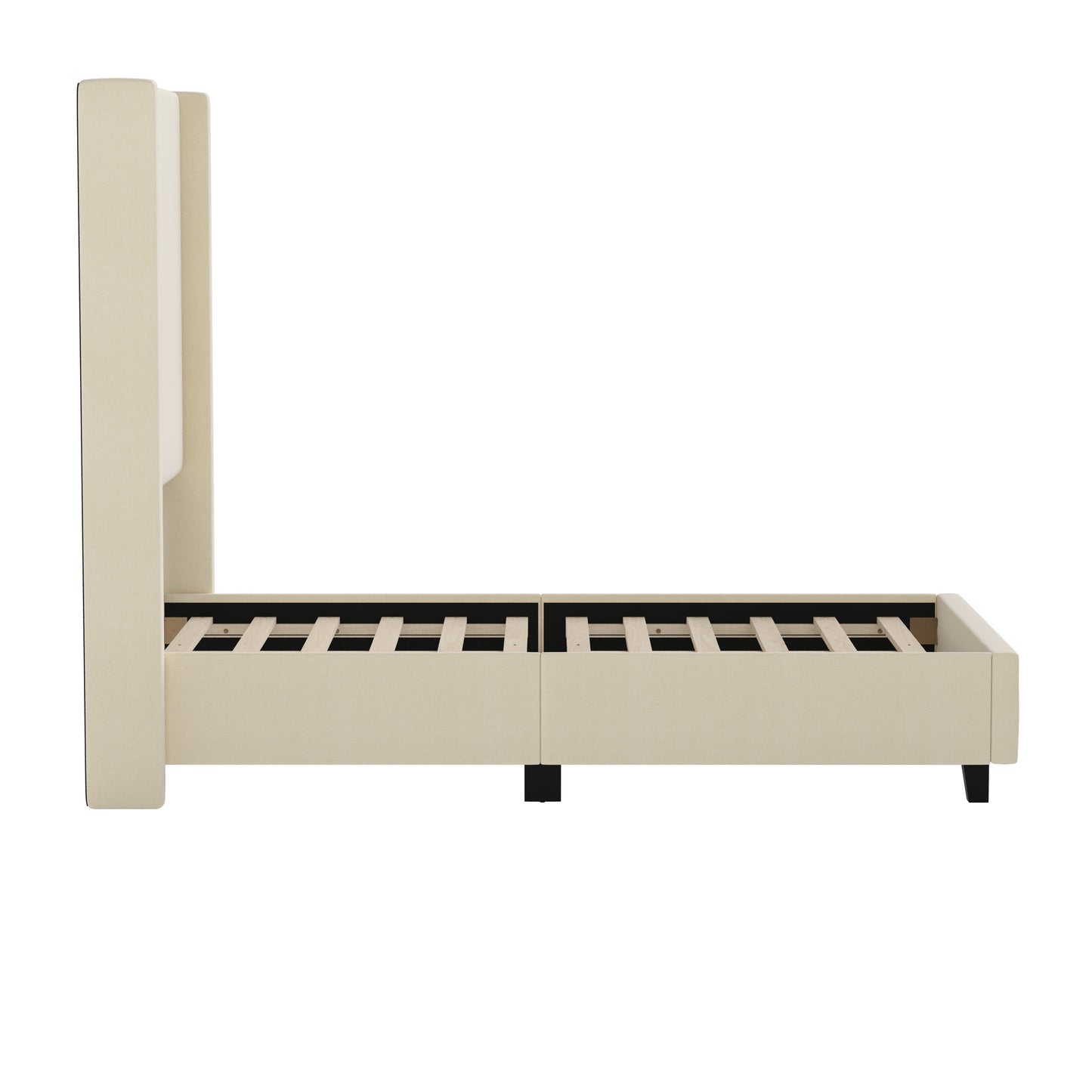 Beige Twin Size Platform Bed YK-1077-BEIGE-T-GG