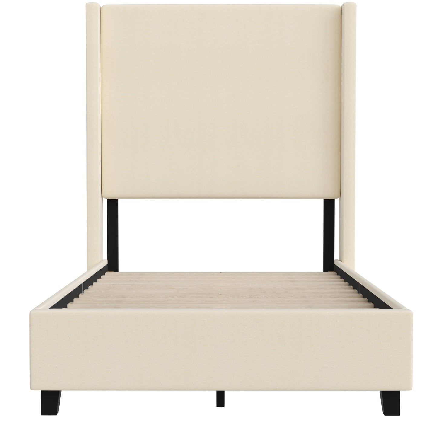 Beige Twin Size Platform Bed YK-1077-BEIGE-T-GG