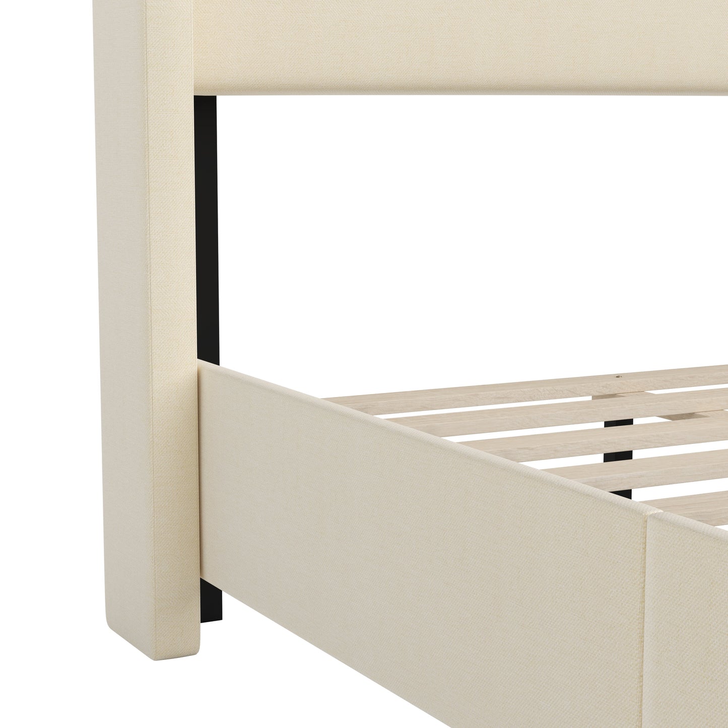 Beige Twin Size Platform Bed YK-1077-BEIGE-T-GG