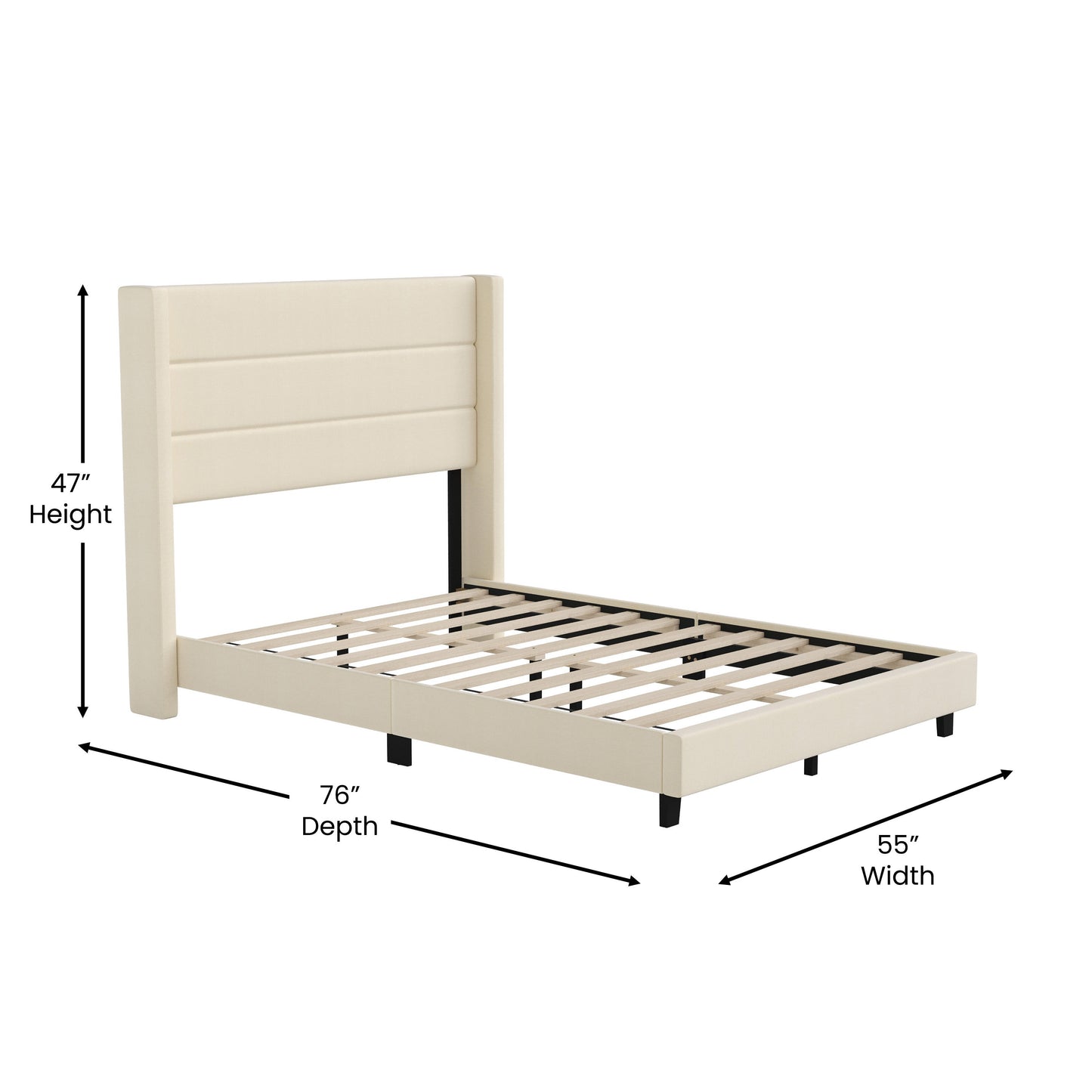 Beige Full Platform Bed YK-1078-BEIGE-F-GG