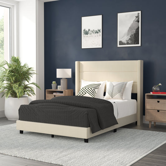 Beige Full Platform Bed YK-1078-BEIGE-F-GG