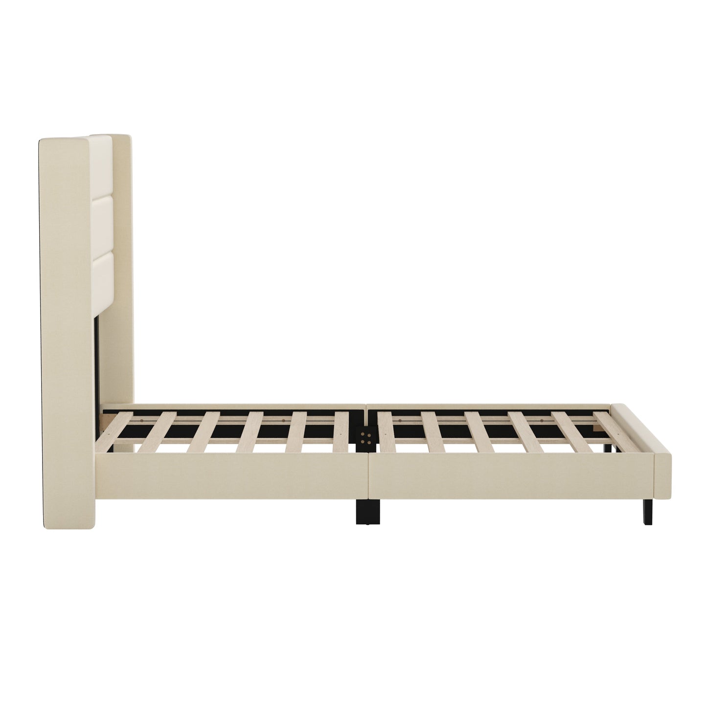 Beige Full Platform Bed YK-1078-BEIGE-F-GG
