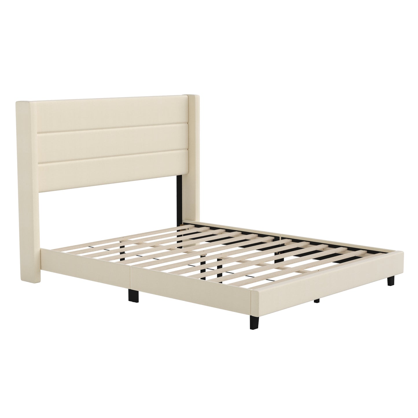 Beige Queen Platform Bed YK-1078-BEIGE-Q-GG