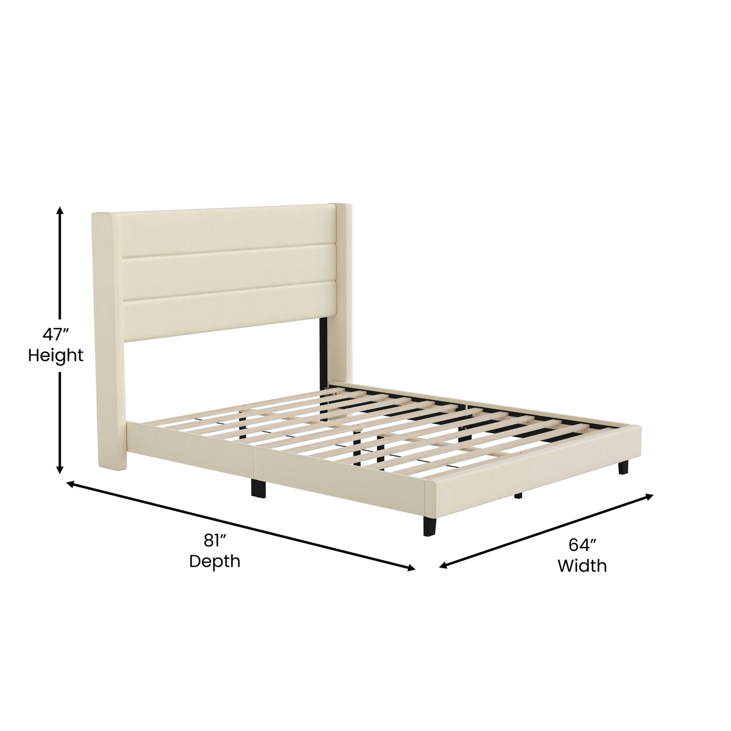 Beige Queen Platform Bed YK-1078-BEIGE-Q-GG