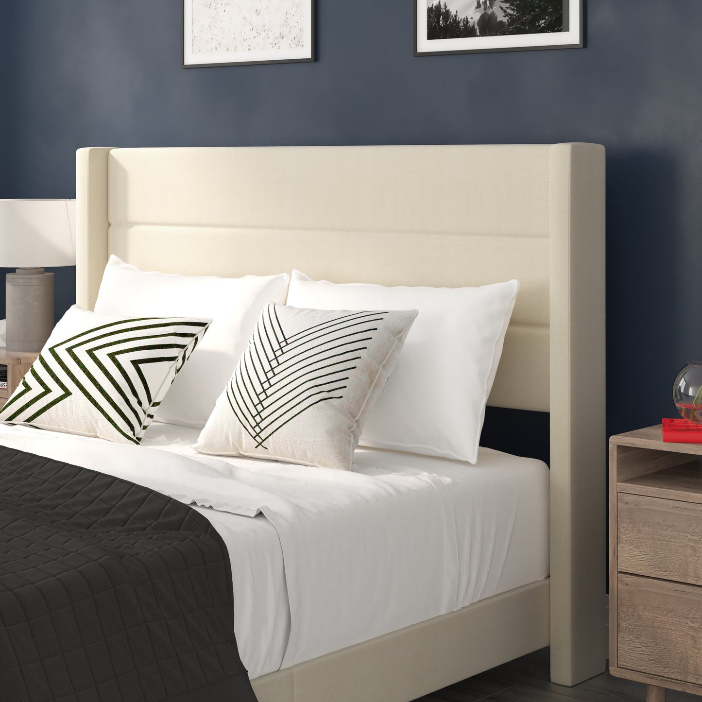 Beige Queen Platform Bed YK-1078-BEIGE-Q-GG