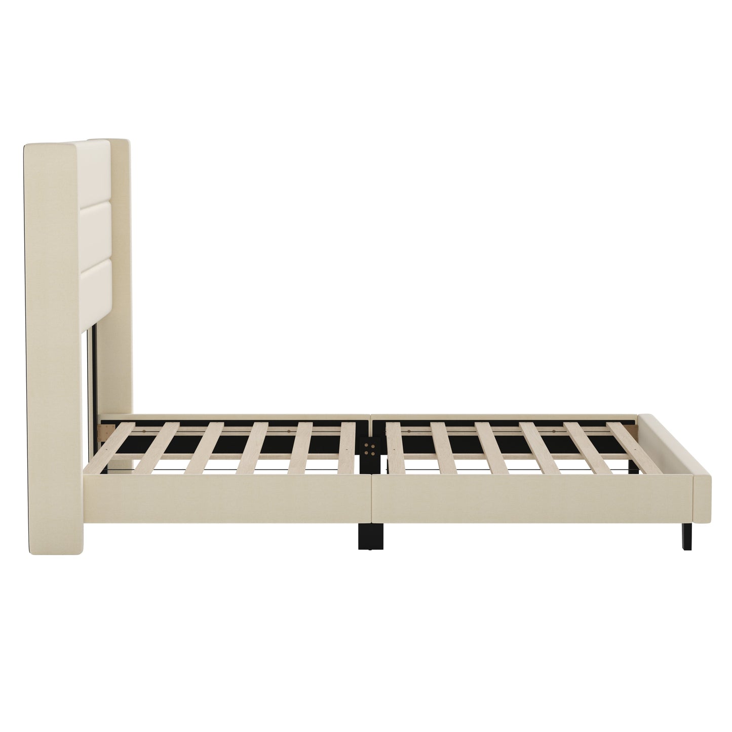 Beige Queen Platform Bed YK-1078-BEIGE-Q-GG