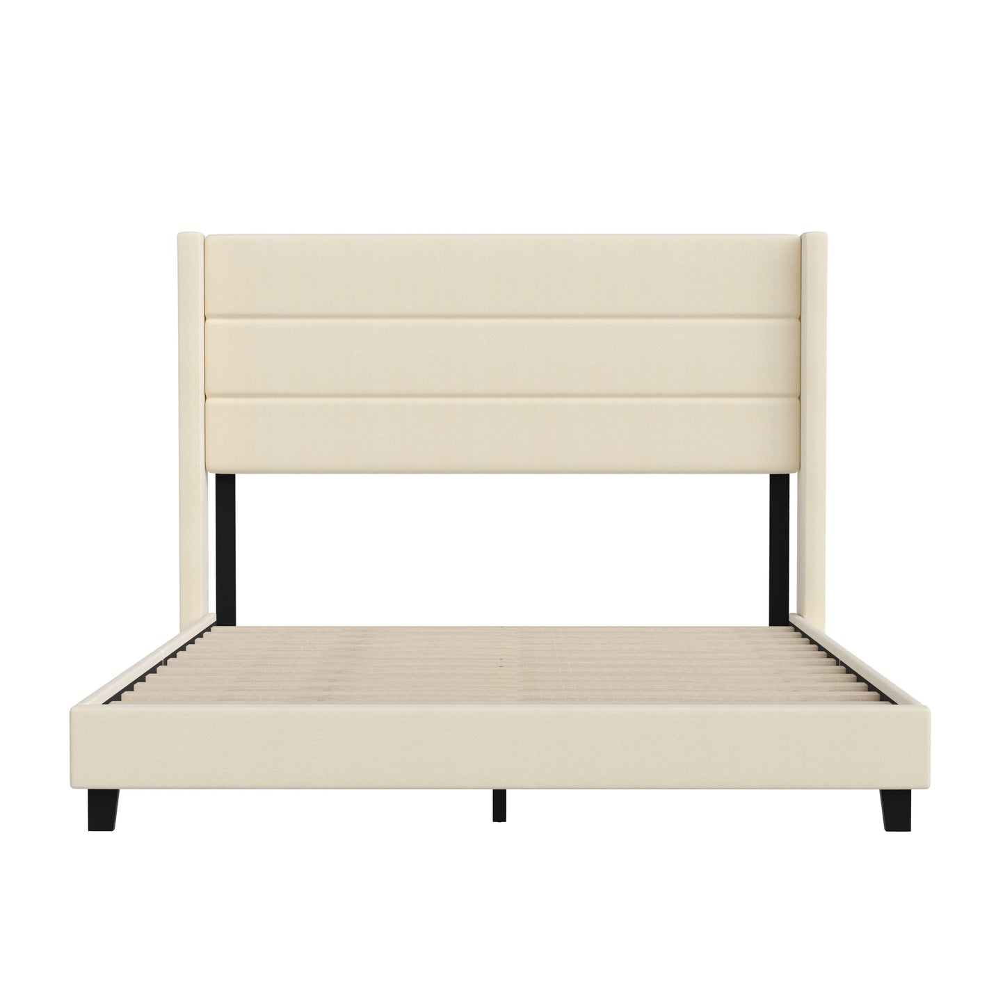 Beige Queen Platform Bed YK-1078-BEIGE-Q-GG
