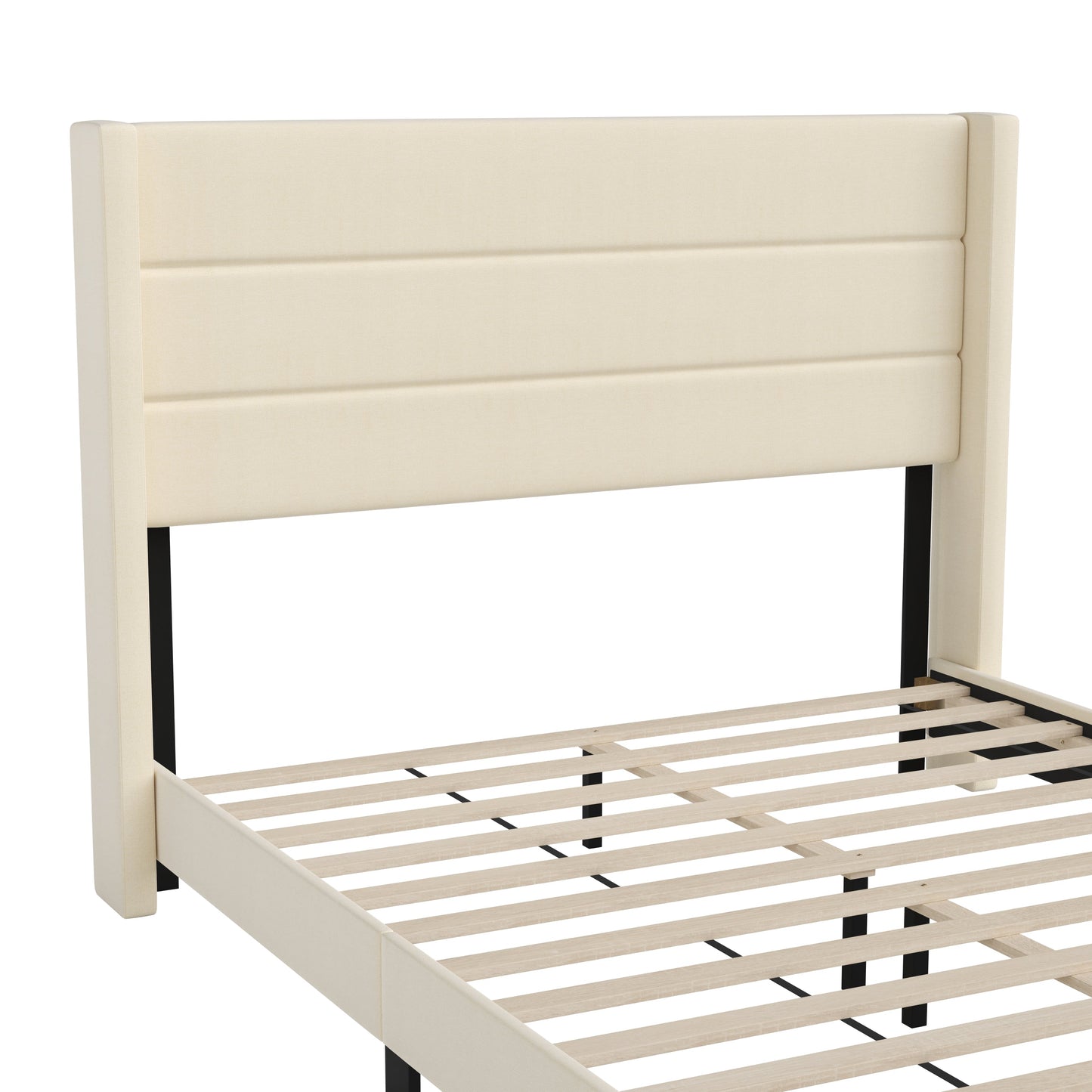 Beige Queen Platform Bed YK-1078-BEIGE-Q-GG