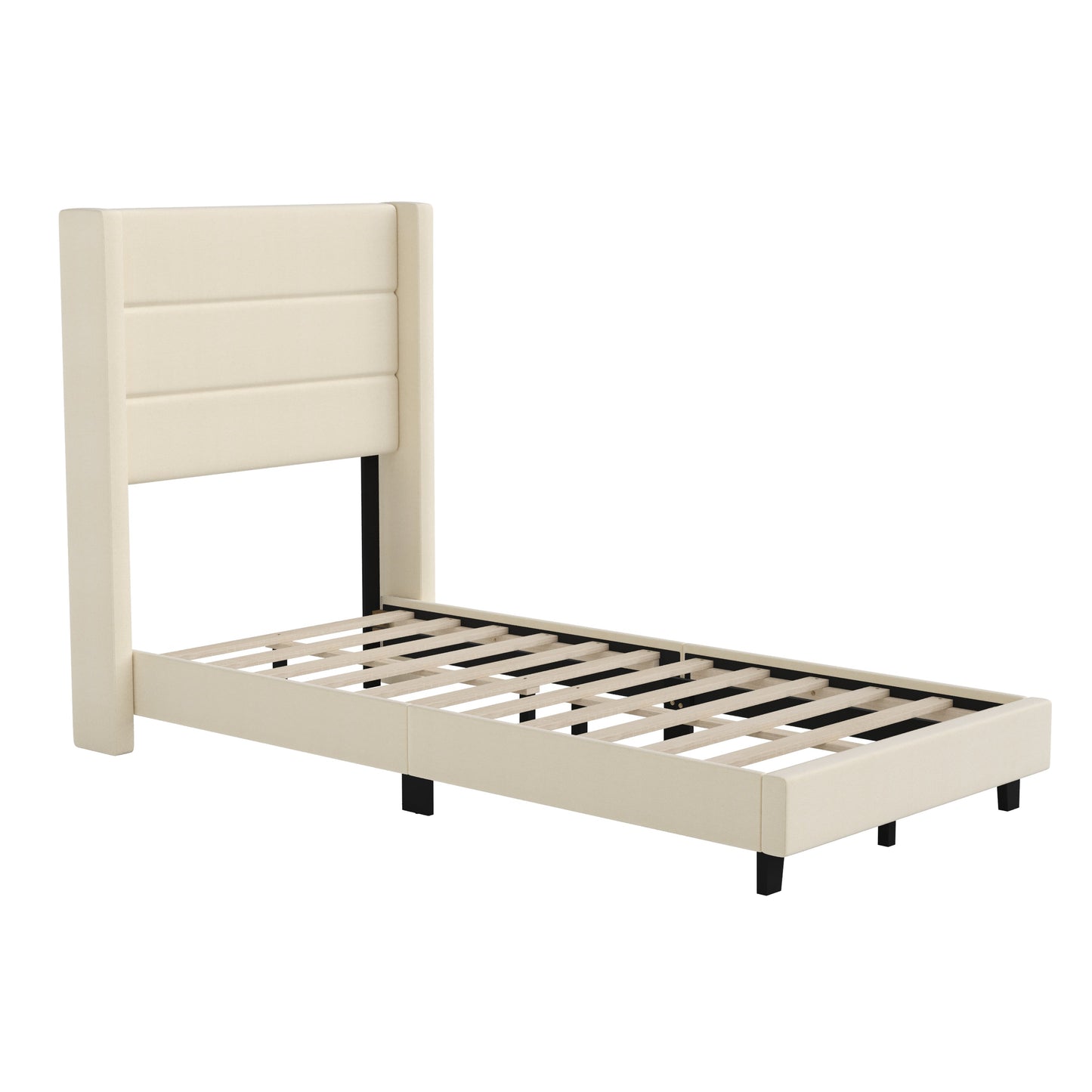 Beige Twin Platform Bed YK-1078-BEIGE-T-GG