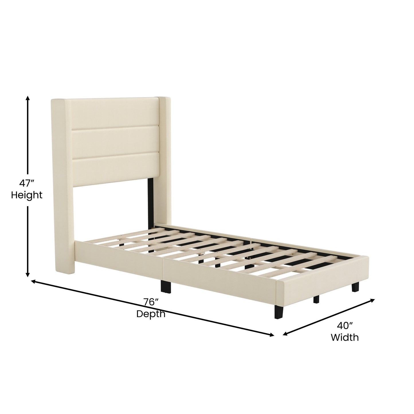 Beige Twin Platform Bed YK-1078-BEIGE-T-GG