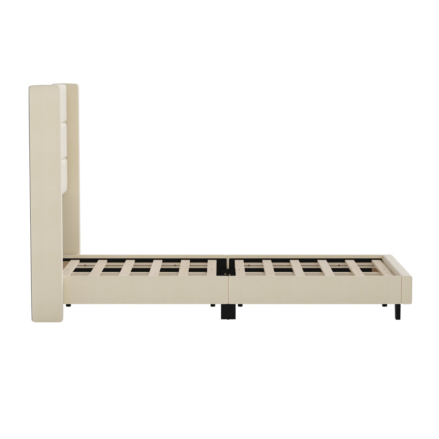Beige Twin Platform Bed YK-1078-BEIGE-T-GG
