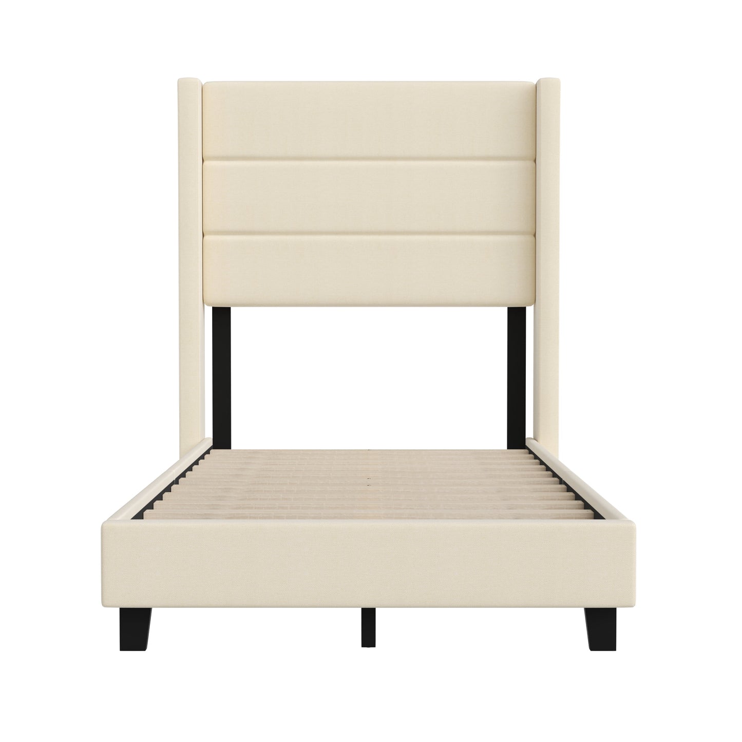 Beige Twin Platform Bed YK-1078-BEIGE-T-GG