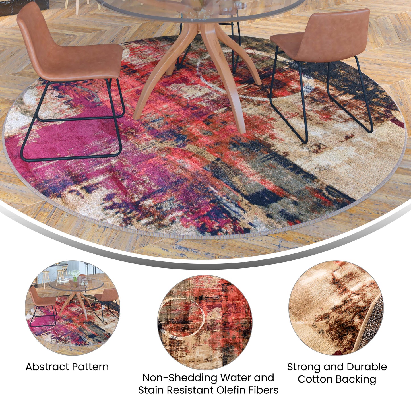 8x8 Round Abstract Area Rug YK-A811A-D8571-8R-GR-GG