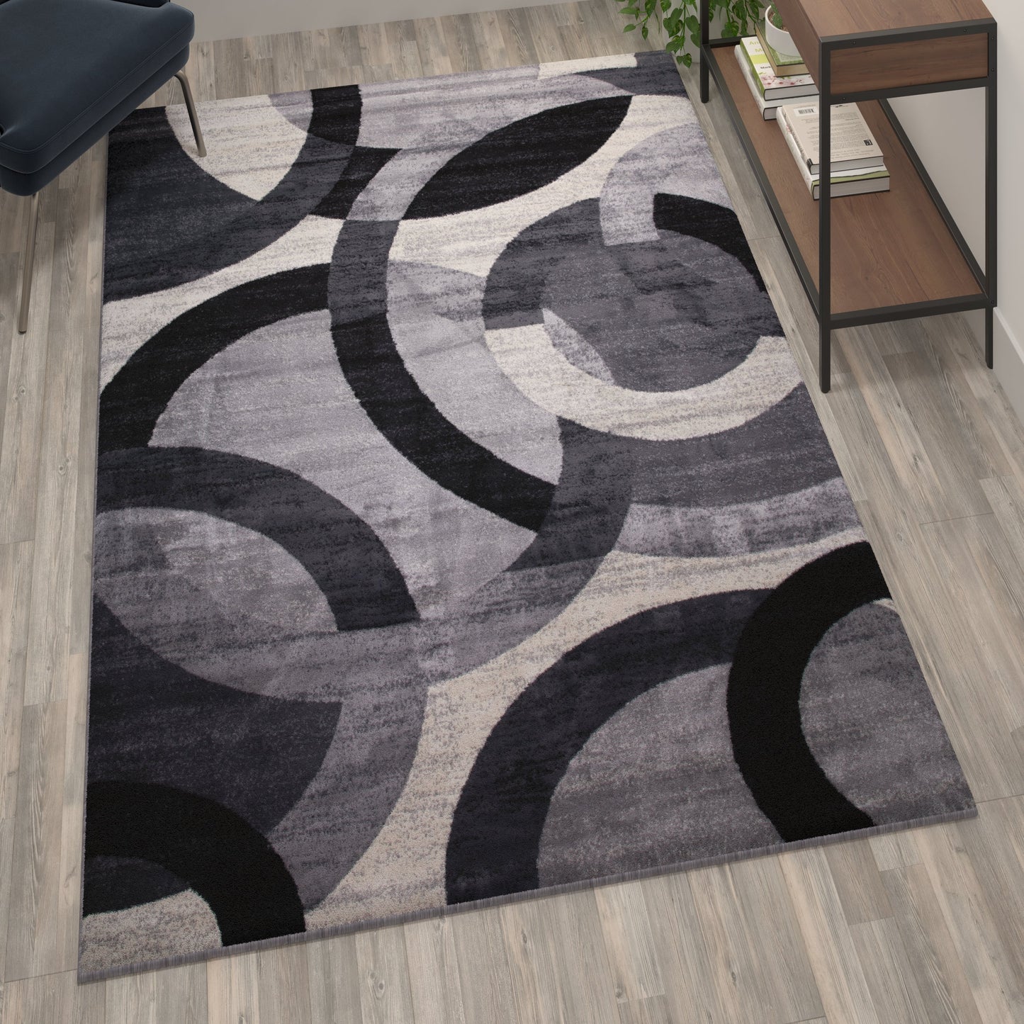 5x7 Black/Gray Area Rug YK-F968A-D9276I-57-BK-GG