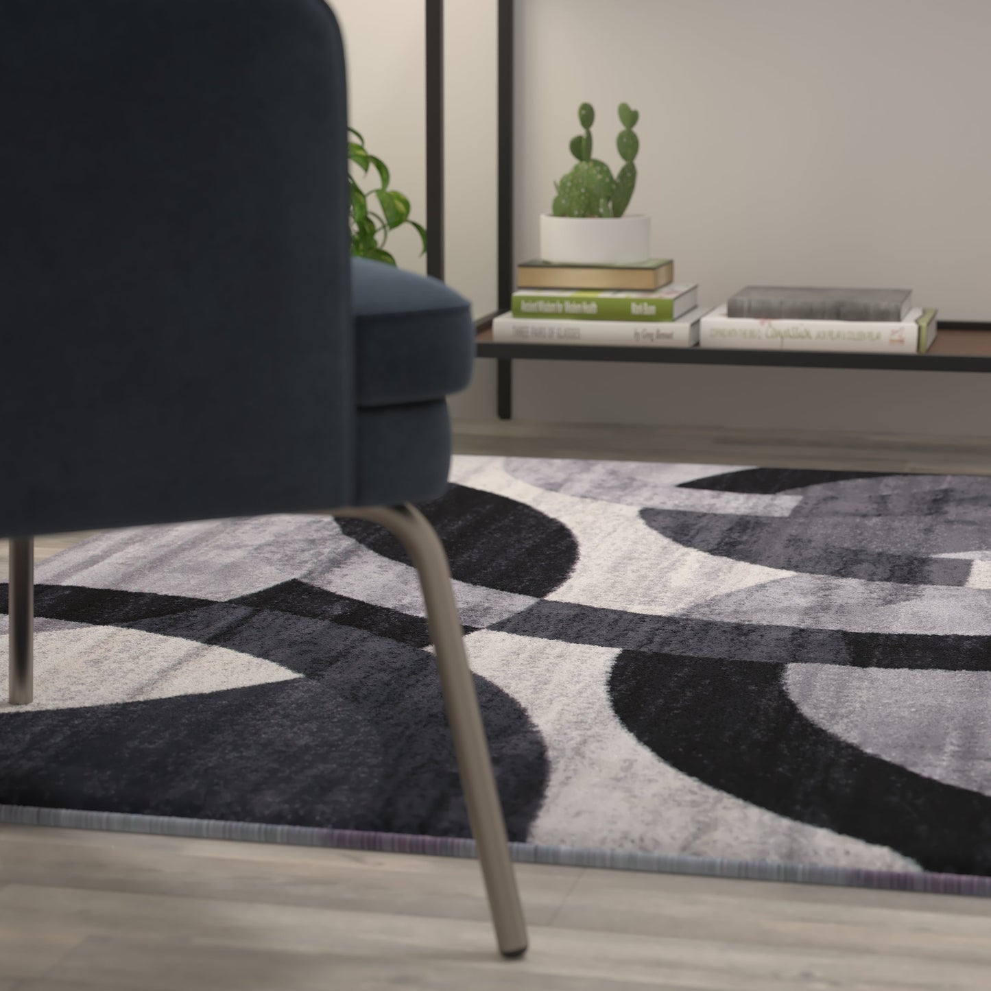 5x7 Black/Gray Area Rug YK-F968A-D9276I-57-BK-GG