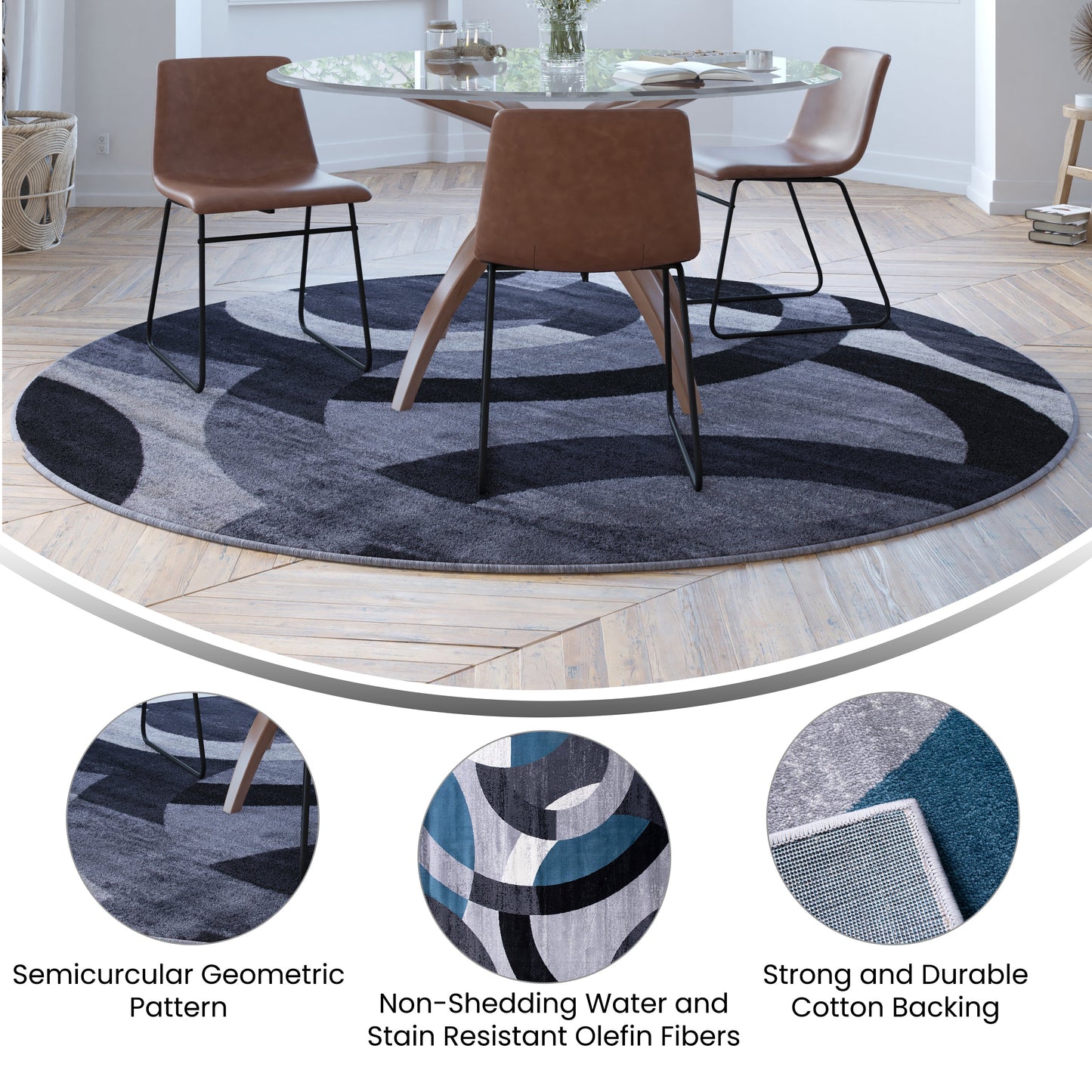 5x5 RD Black/Gray Area Rug YK-F968A-D9276I-5R-BK-GG