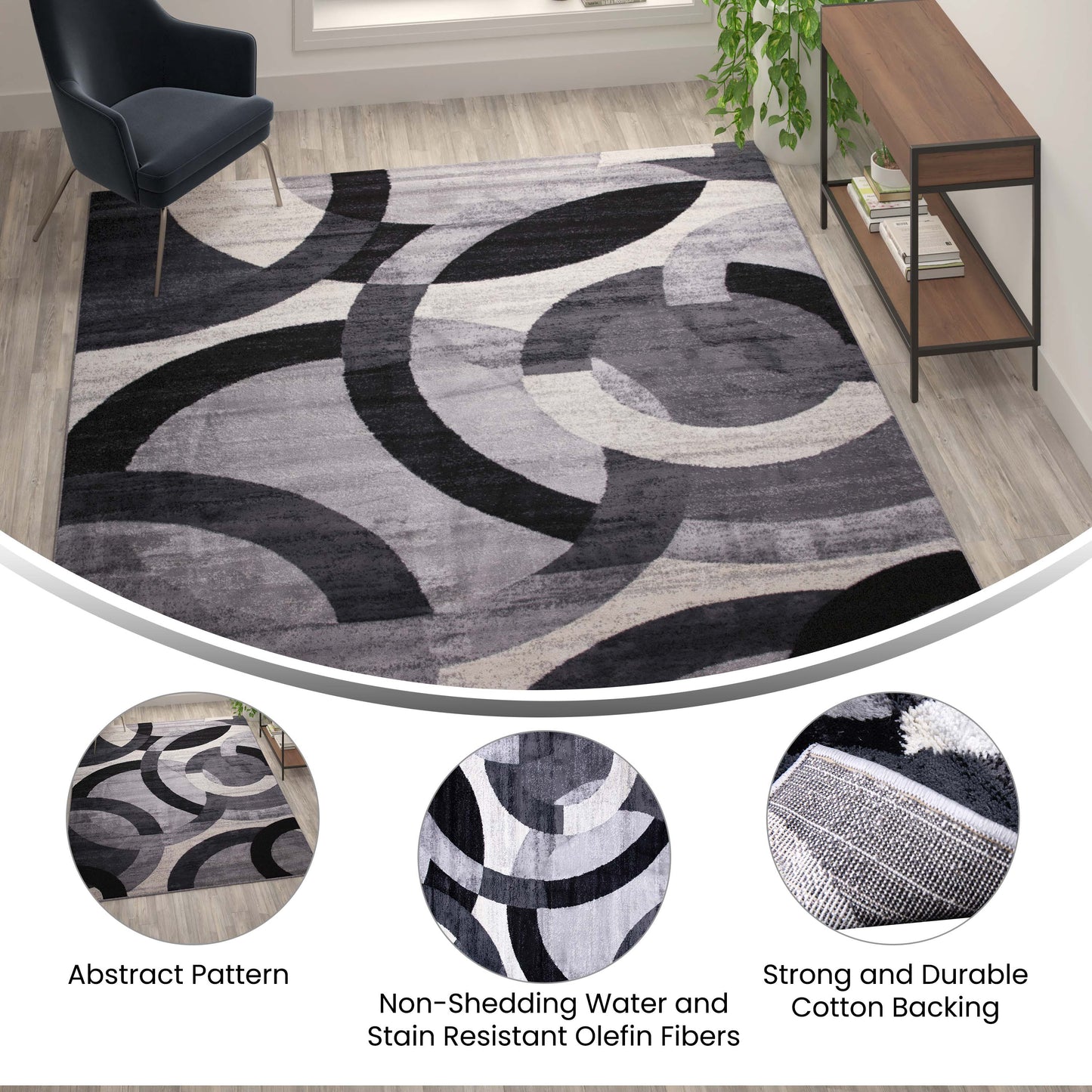 8x10 Black/Gray Area Rug YK-F968A-D9276I-810-BK-GG