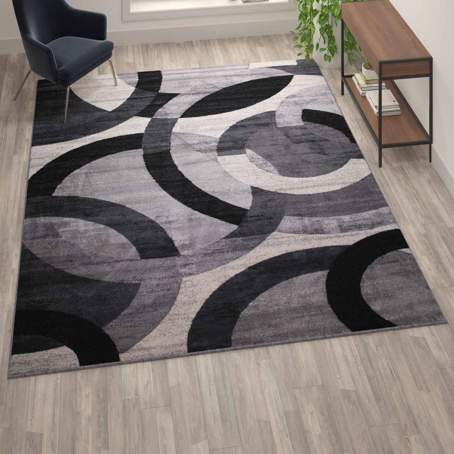 8x10 Black/Gray Area Rug YK-F968A-D9276I-810-BK-GG