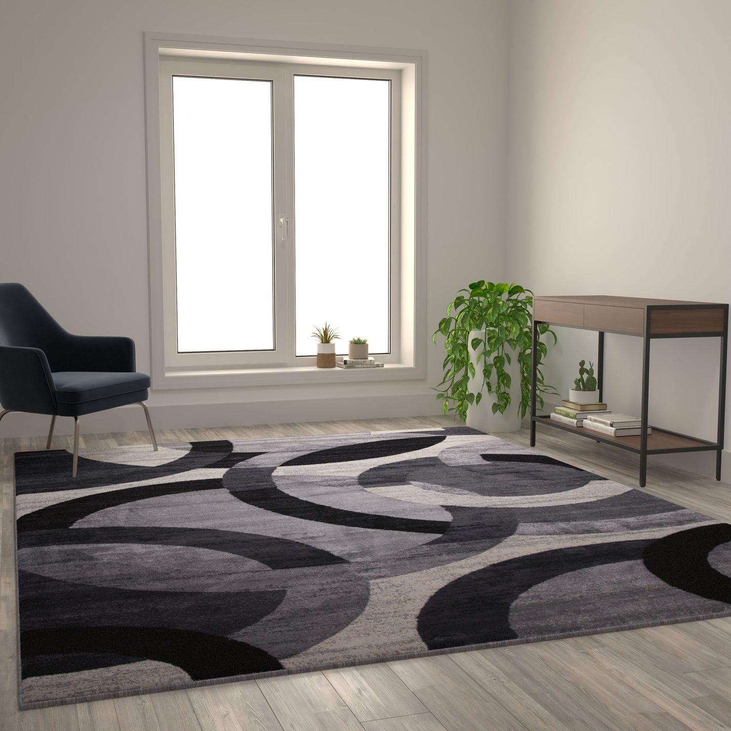 8x10 Black/Gray Area Rug YK-F968A-D9276I-810-BK-GG