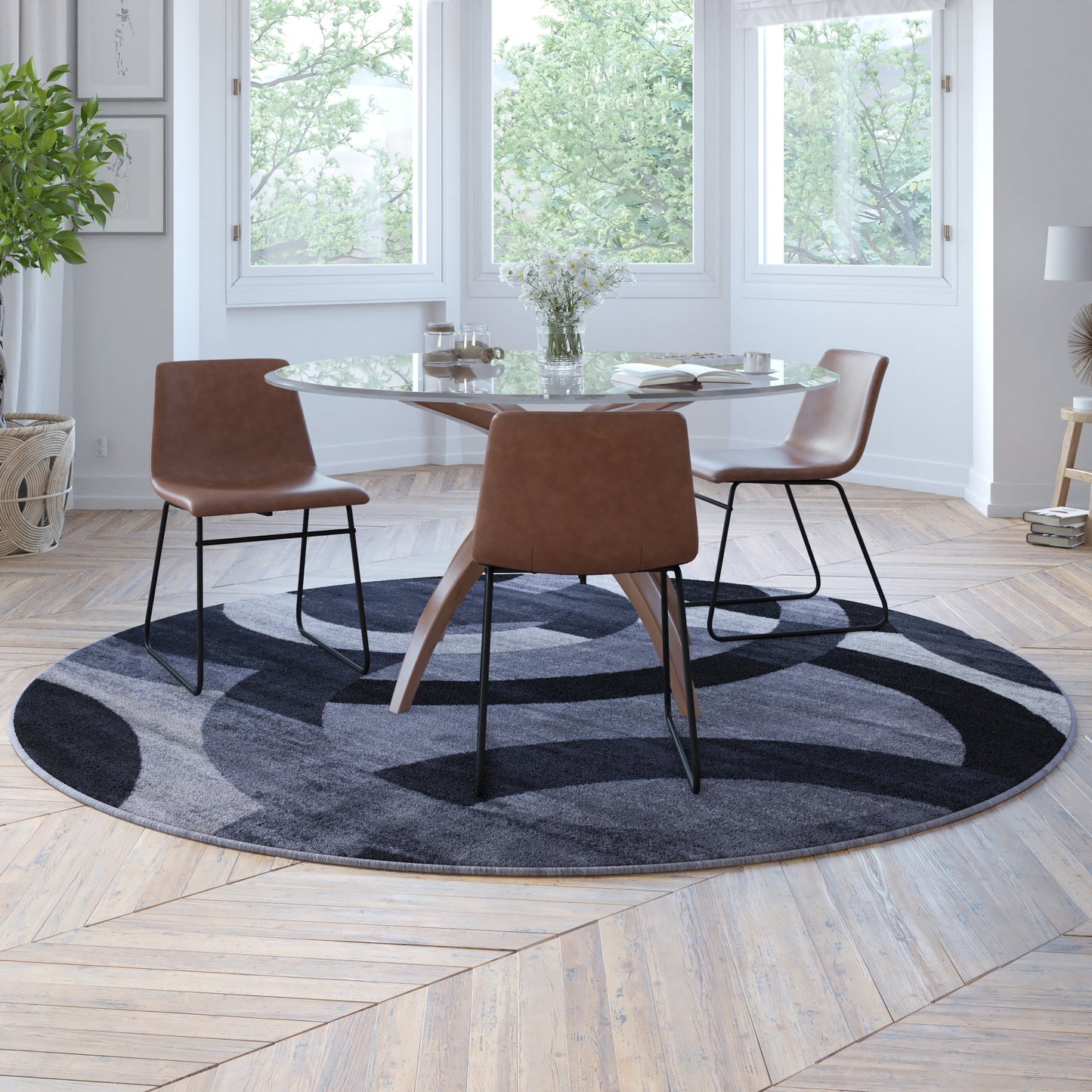 8x8 RD Black/Gray Area Rug YK-F968A-D9276I-8R-BK-GG