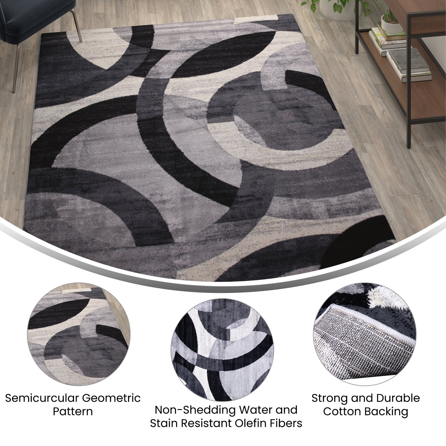 6x9 Black/Gray Area Rug YK-F968A-D9276I-96-BK-GG