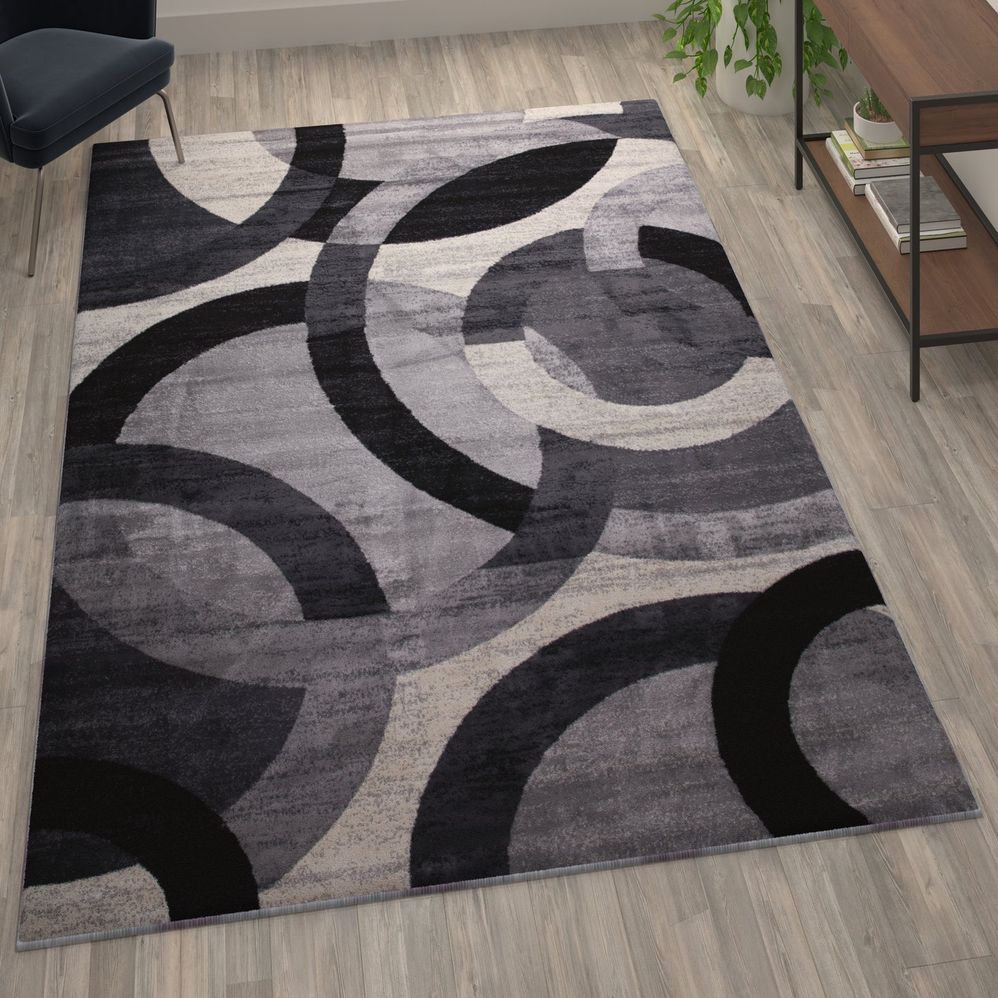 6x9 Black/Gray Area Rug YK-F968A-D9276I-96-BK-GG