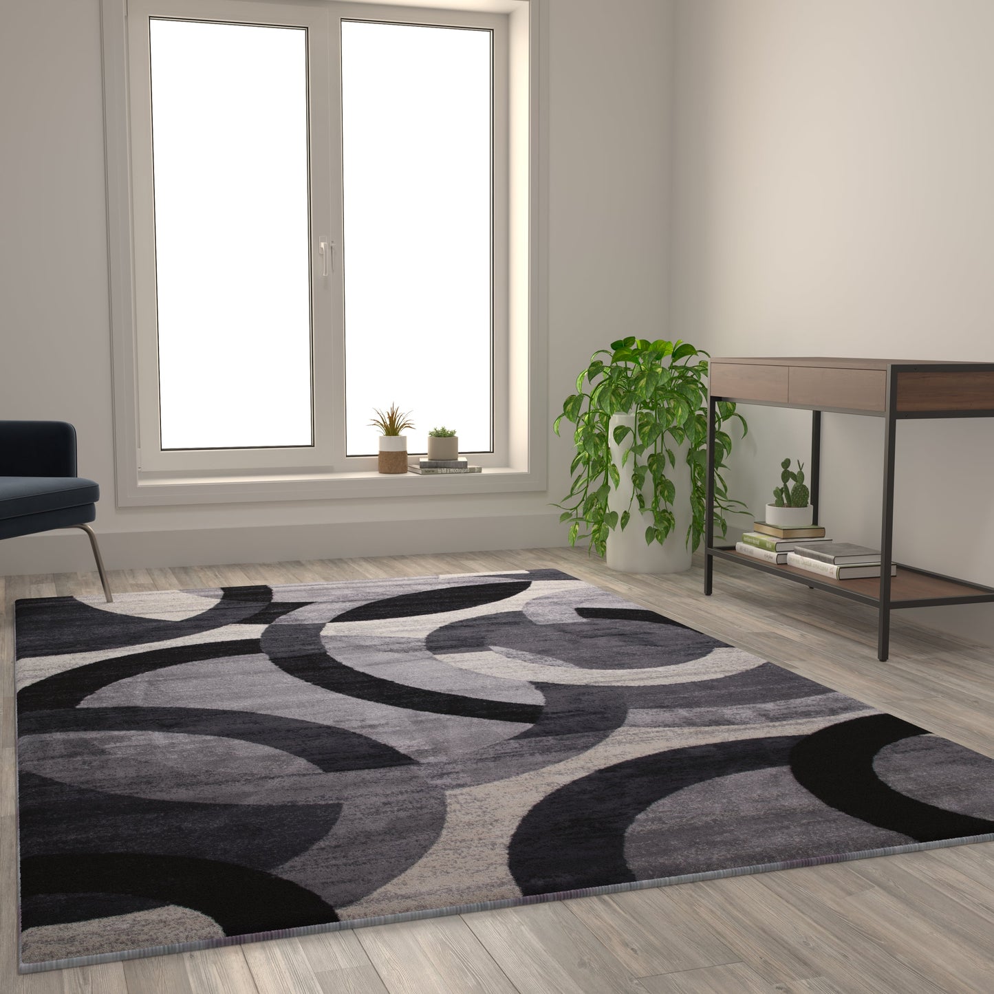 6x9 Black/Gray Area Rug YK-F968A-D9276I-96-BK-GG