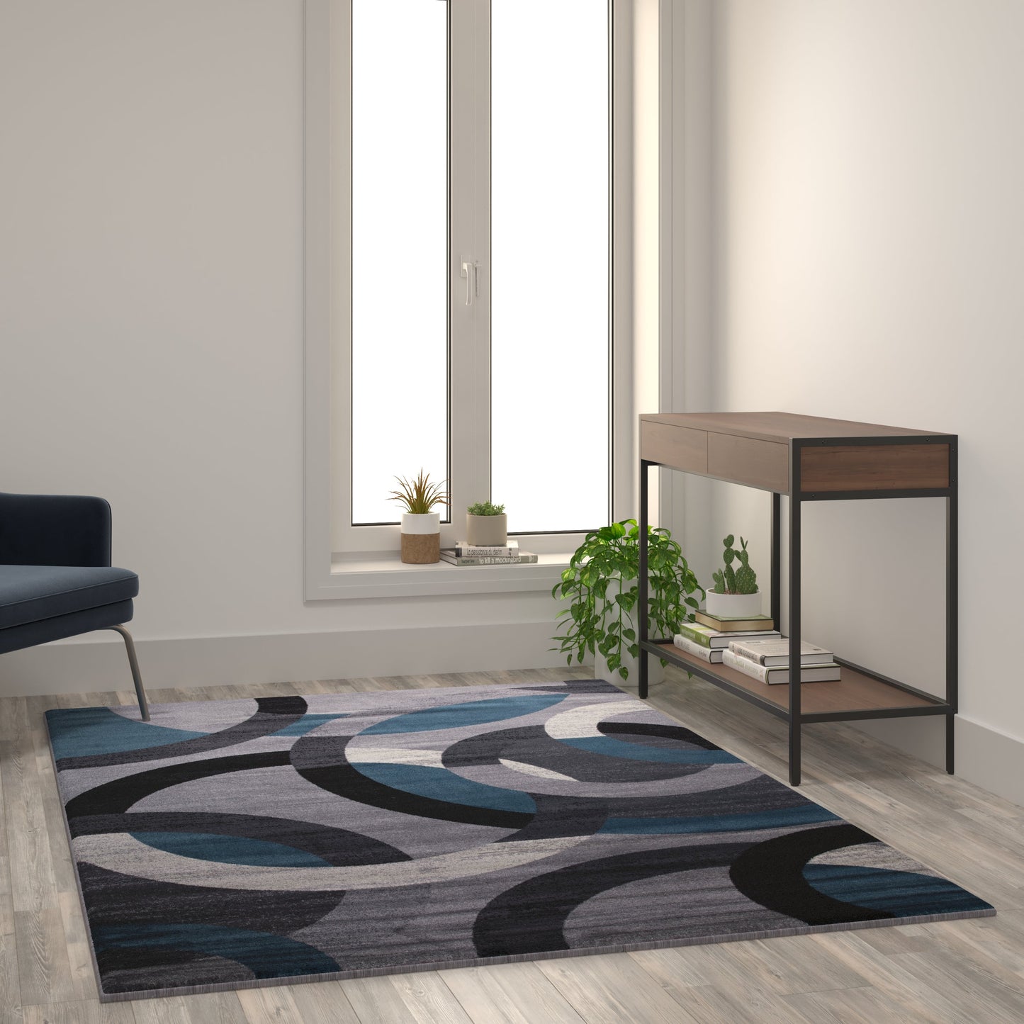 5x7 Blue/Gray Area Rug YK-F968B-D9826-57-BL-GG