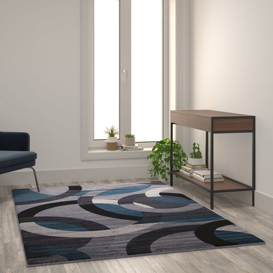5x7 Blue/Gray Area Rug YK-F968B-D9826-57-BL-GG