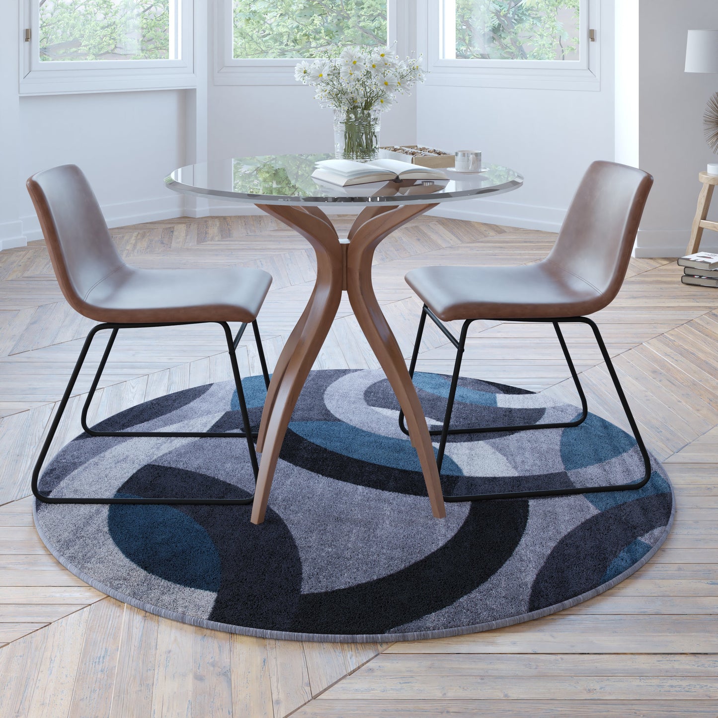 5x5 RD Blue/Gray Area Rug YK-F968B-D9826-5R-BL-GG