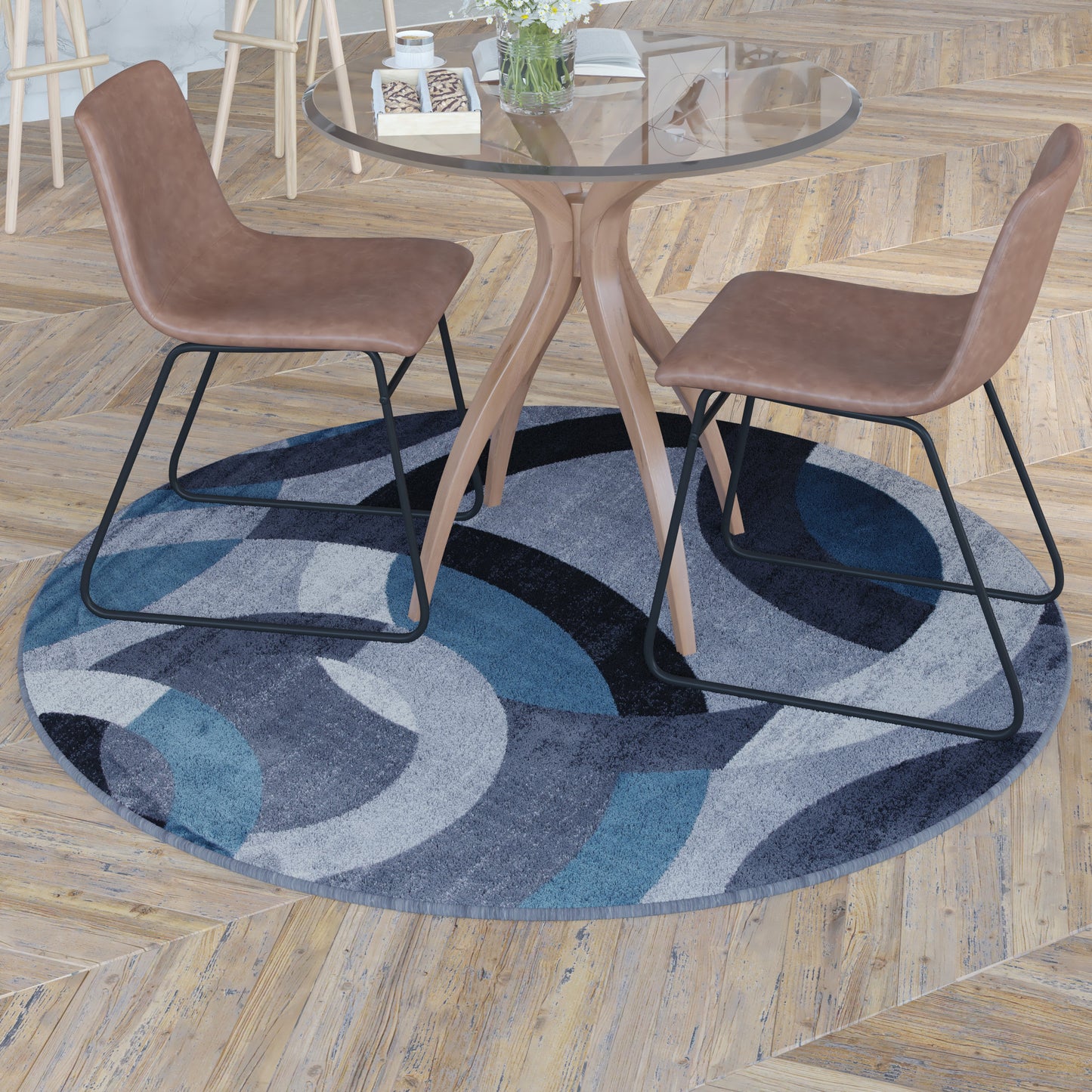 5x5 RD Blue/Gray Area Rug YK-F968B-D9826-5R-BL-GG