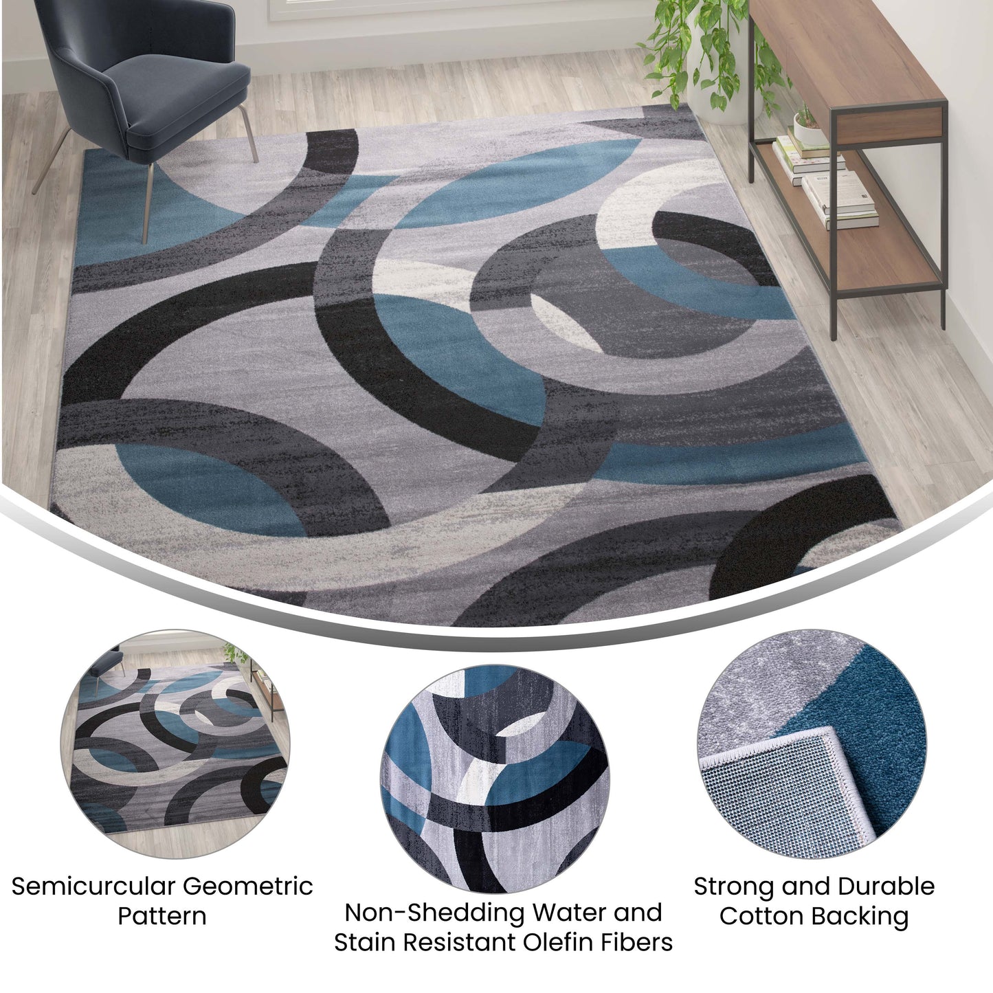 8x10 Blue/Gray Area Rug YK-F968B-D9826-810-BL-GG