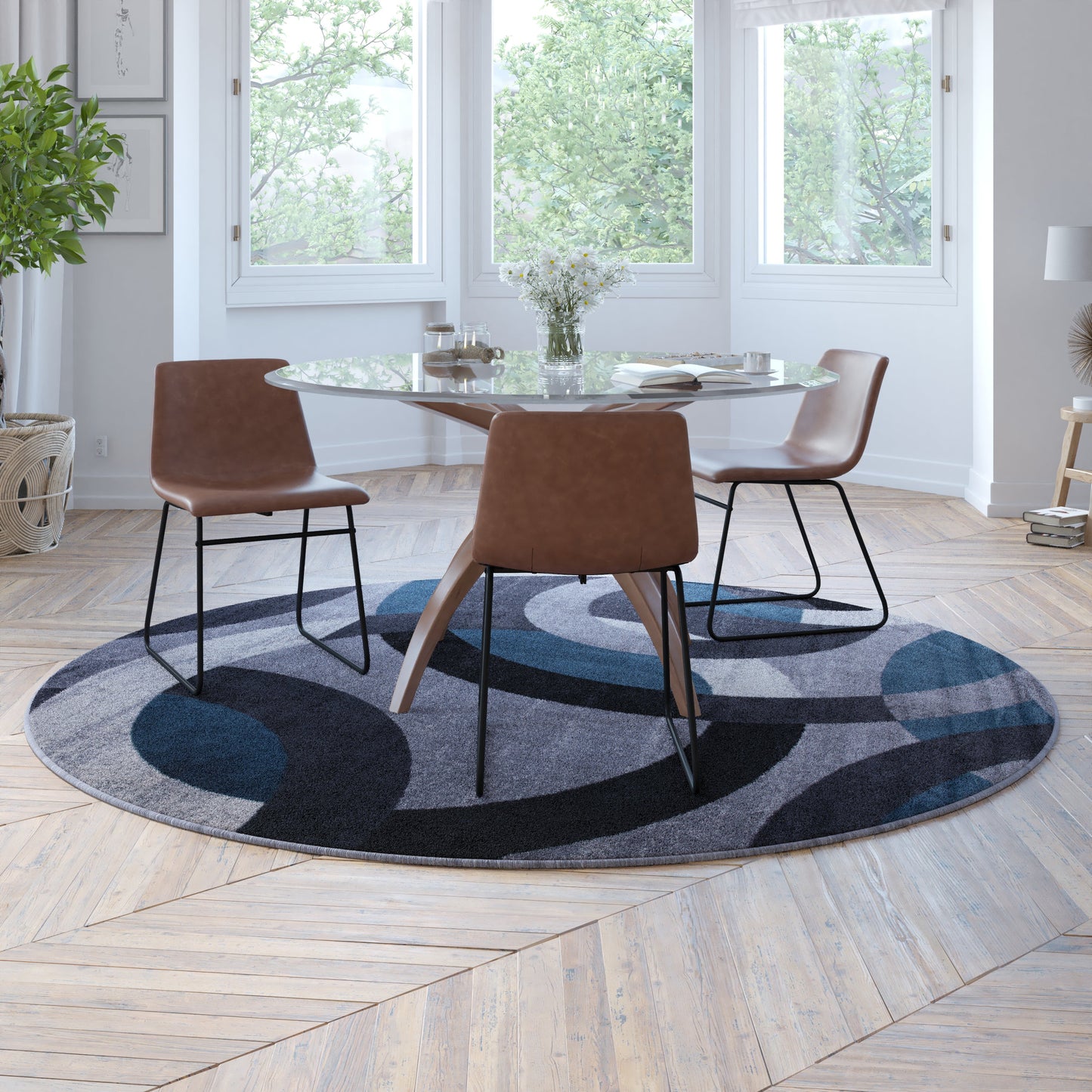 8x8 RD Blue/Gray Area Rug YK-F968B-D9826-8R-BL-GG