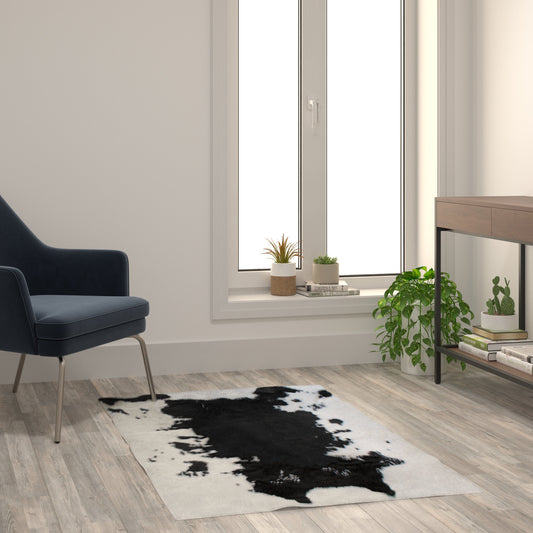 Black 3x5 Faux Cowhide Rug YTG-RGC31523-35-BK-GG