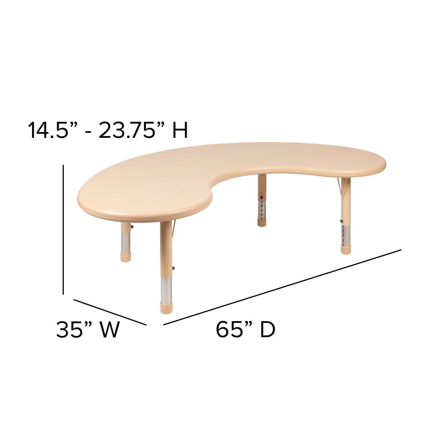 35x65 Half-Moon Activity Table YU-YCX-004-2-MOON-TBL-NAT-GG