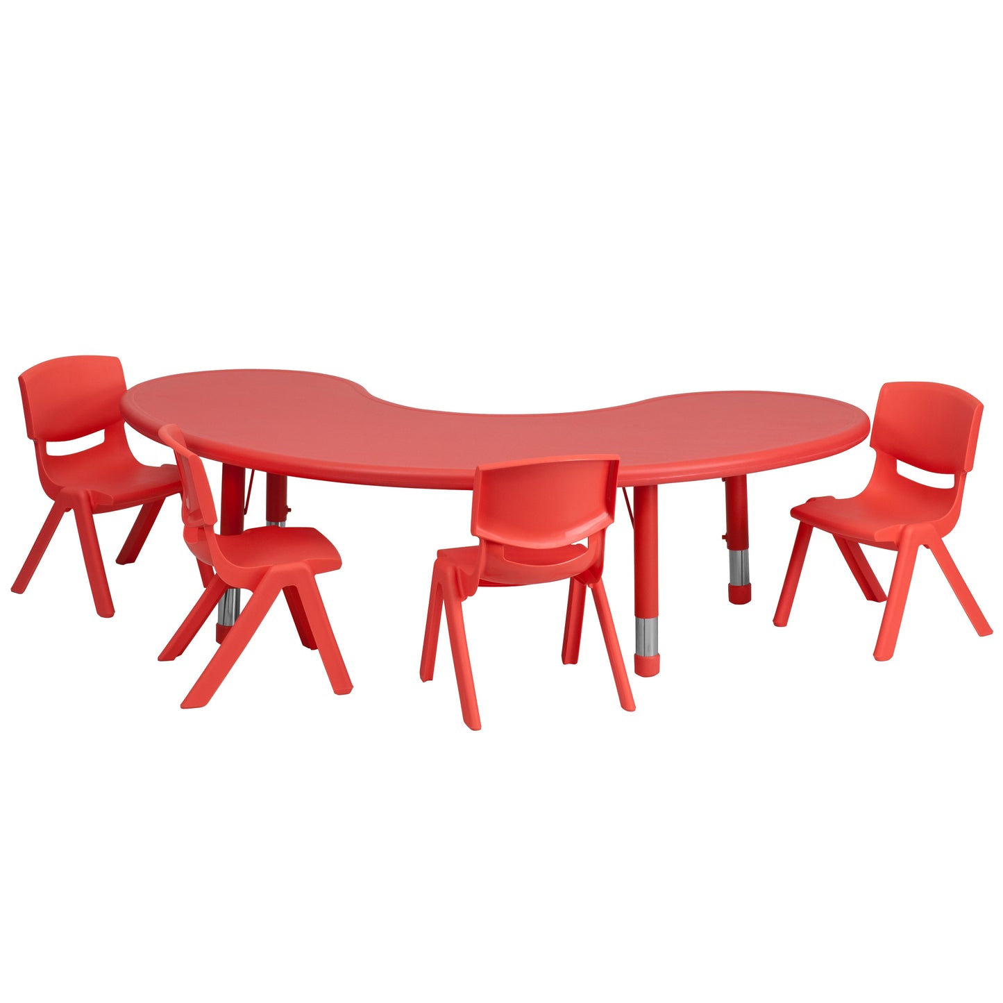 35x65 Red Activity Table Set YU-YCX-0043-2-MOON-TBL-RED-E-GG