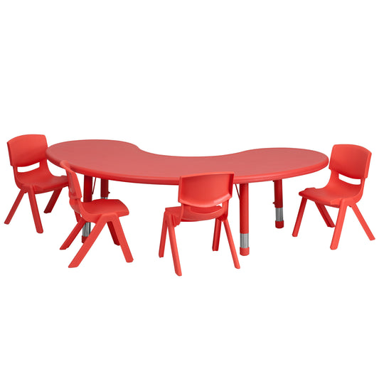 35x65 Red Activity Table Set YU-YCX-0043-2-MOON-TBL-RED-E-GG