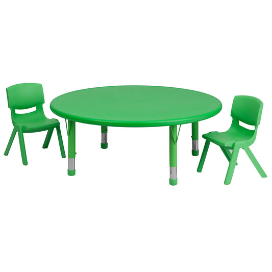 45RD Green Activity Table Set YU-YCX-0053-2-ROUND-TBL-GREEN-R-GG