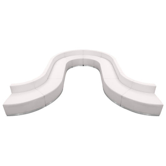 White Leather Recep Set, 10 PC ZB-803-450-SET-WH-GG